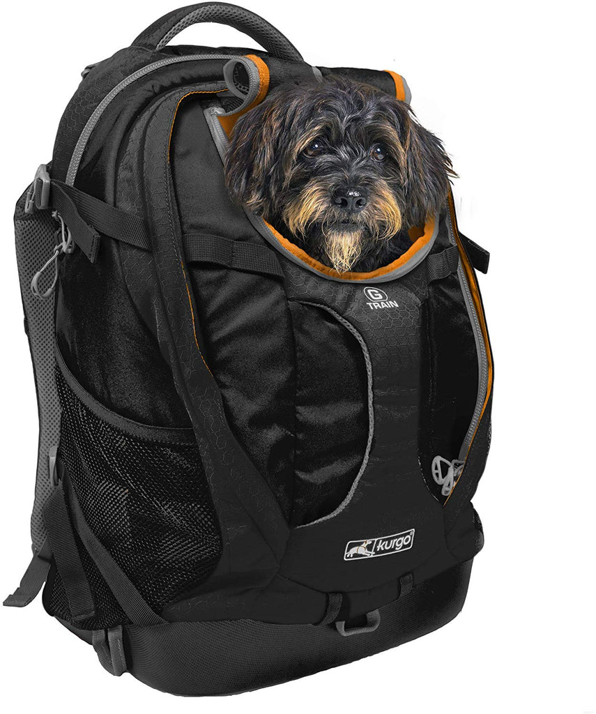 Kurgo G-Train - Dog Carrier Backpack for Small Pets - Cat & Dog Backpack for Hiking, Camping or Travel - Waterproof Bottom - Black