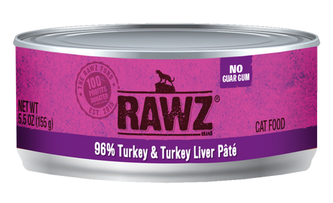 Rawz 96% Turkey and Turkey Liver Pate Canned Food 5.5oz