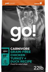 GO! Solutions Carnivore Grain-Free Chicken, Turkey + Duck Adult Recipe Dry Dog Food