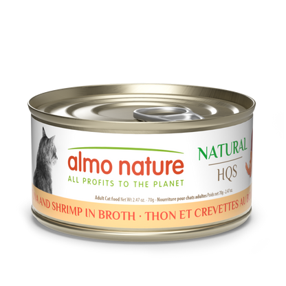 Almo Nature HQS Natural Mousse Tuna Recipe with Shrimps in gravy, 70g/2.47oz