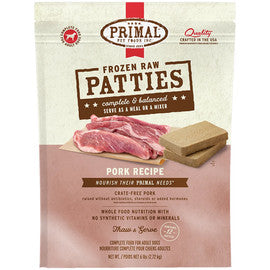 Primal Raw Frozen Canine Patties Pork Formula Dog Food