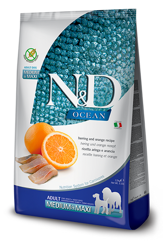 Farmina N&D Ocean Herring & Orange Adult Medium & Maxi Dry Dog Food, 5.5 lb