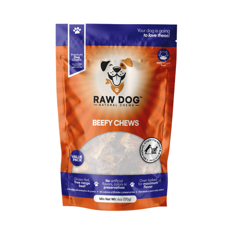 Raw Dog Beefy Chews, 6 oz Bag