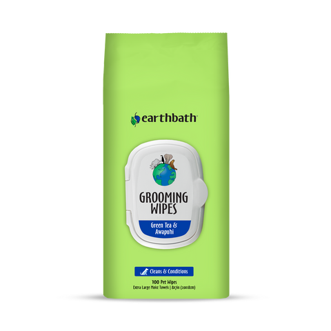 earthbath Grooming Wipes, Green Tea & Awapuhi
