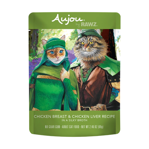RAWZ Aujou Chicken Breast & Chicken Liver Cat Food, 2.46 oz Pouch