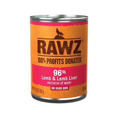 RAWZ 96% Lamb & Lamb Liver Dog Food, 12.5 oz Can