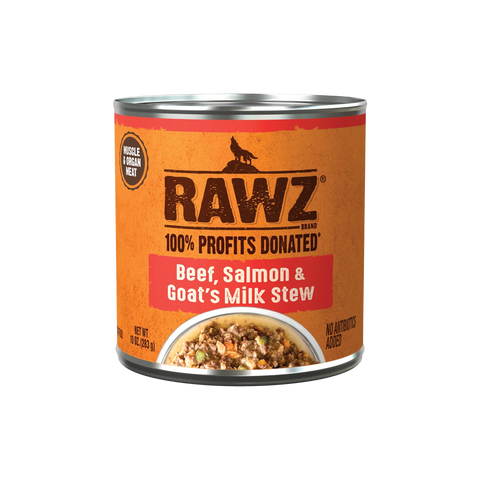 RAWZ Stew Beef, Salmon & Goat's Milk Dog Food, 10 oz Can