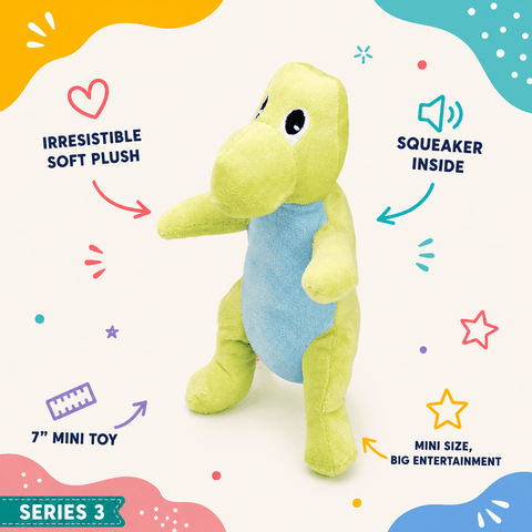 DogLine T-Rex Dinosaur Mini Plush Dog Toy, 7"