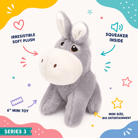 DogLine Donkey Mini Plush Dog Toy, 6"