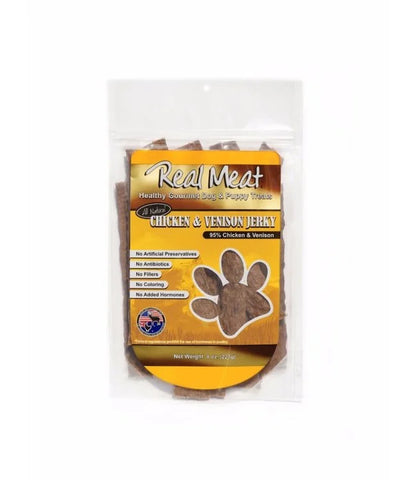 Real Meat Healthy Gourmet Dog and Puppy Treats Chicken and Venison Jerky