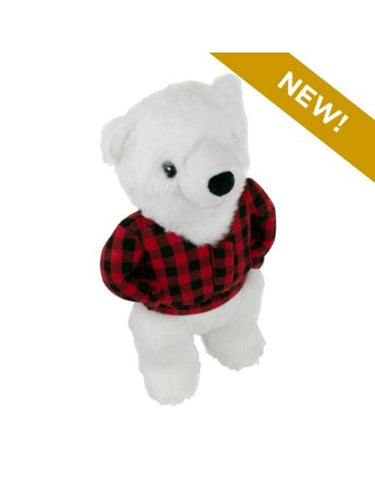 Tall Tails Plaid Polar Bear Plush Squeaker Dog Toy