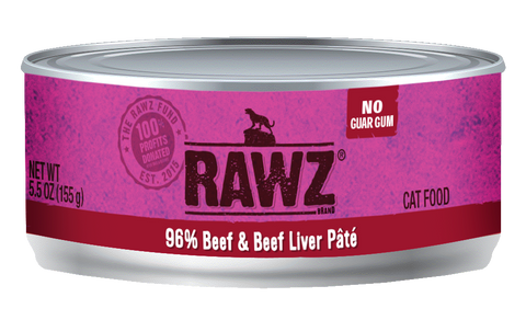 RAWZ 96% Beef and Beef Liver Pate Canned Cat Food
