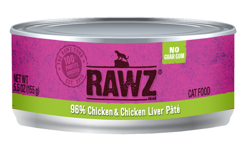Rawz 96% Chicken and Chicken Liver Pate Canned Food 5.5oz