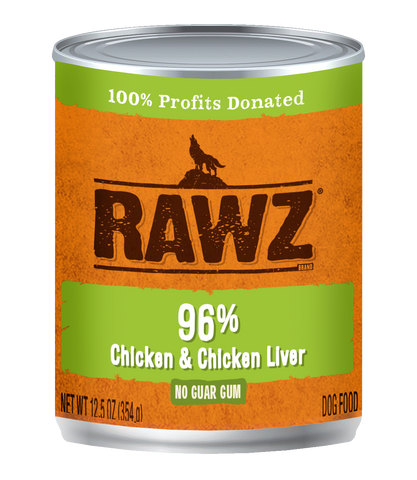 Rawz 96% Chicken and Chicken Liver Canned Food 12.5oz