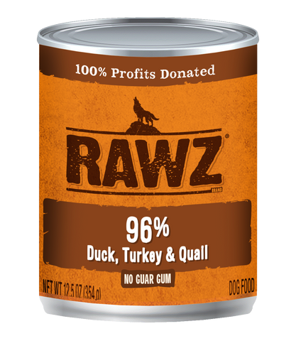 Rawz 96% Duck, Turkey and Quail Canned Food 12.5oz