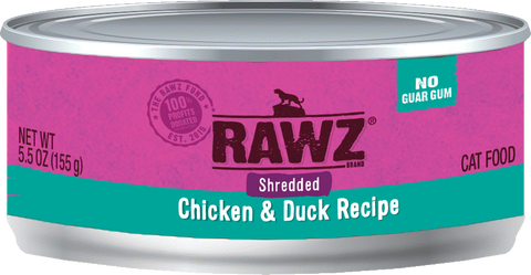 Rawz Shredded Chicken & Duck Canned Food 5.5oz