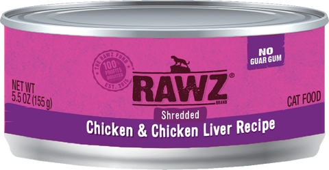 Rawz Shredded Chicken & Chicken Liver Canned Food 5.5oz